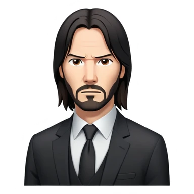 John Wick character with black suit, long dark hair, and serious expression sticker