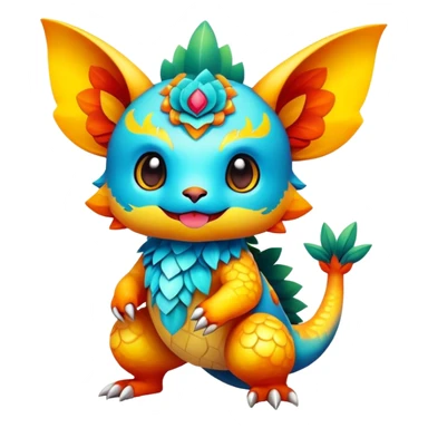 Exotic colorful chibi Fakémon-creature sticker