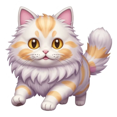 Pastel fluffy cat from a game running  sticker