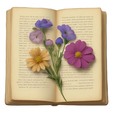 book with some pressed flowers on the pages realistic flowers pressing sticker