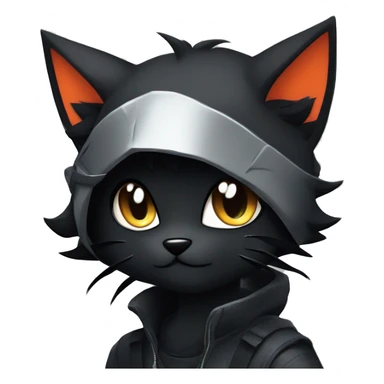 Edgy Shy Anthro Ninja boyish cool pretty dark black Litten-Pokémon-cat-fursona-animal techwear sticker