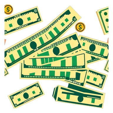 gold scale with dollar bills on one side and beauty products on the other side sticker