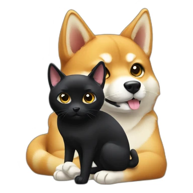 shibainu and black cat sticker
