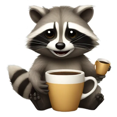 Realistic Raccoon holding a cup of coffee sticker
