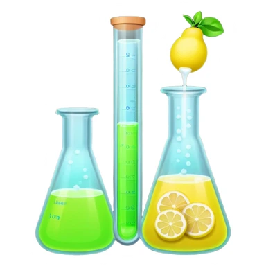 hi-lighters lemon baking soda uv light glowing formula in beaker/ test tube and baking soda in lab sticker