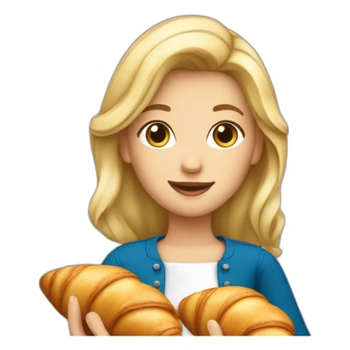 French Blond Girl Holding a Croissant sticker