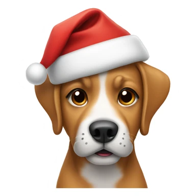 Dog wearing Santa hat  sticker