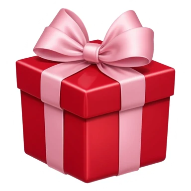 red  gift box with light pi,k satin bow sticker