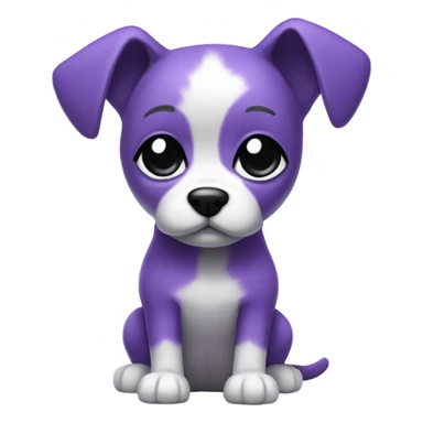 Purple Chibi Dog with Folded ears, white face, white paws, black eyes, Full Body sticker