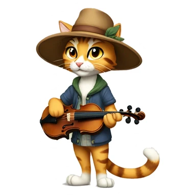 Anthro Fur-Sona feline-Fakémon with a fiddler-hat-cap Full Body sticker