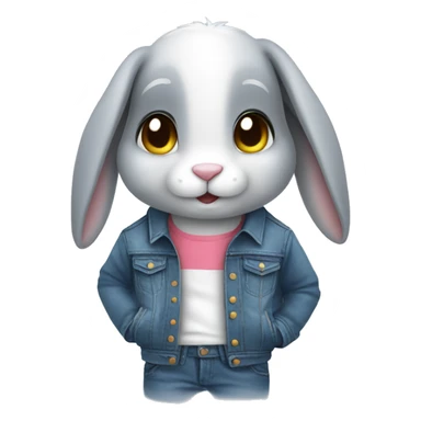 Cute Rabbit wearing jeans jacket sticker