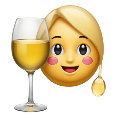 Blushing emoji with white wine sticker