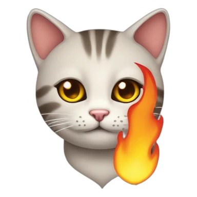 cat emoticon with eyes in love  with fire sticker