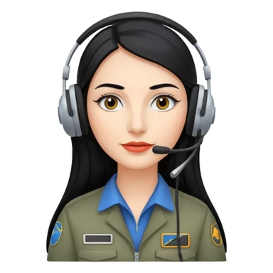 Femme cheveux long noir travaille dans le domaine de l'aéronautique sourcils fournis makeup clean sticker