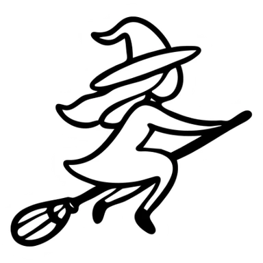 witch on a broom flying sticker