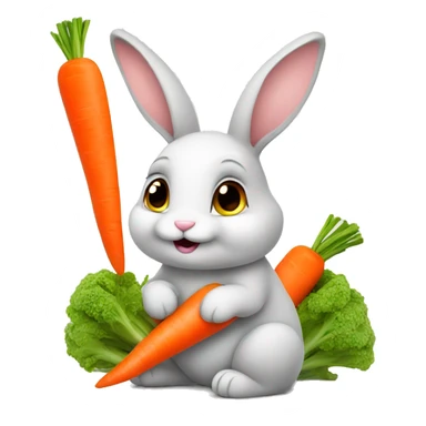 Cute bunny eating carrots sticker