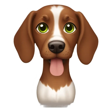 Lebanese with green eyes and brown hair holding a brown teckel sticker