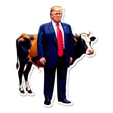 Donald trump with a cow body sticker