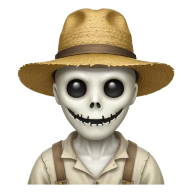 ghost farmer portrait, head and shoulders only, straw hat, spooky pale face, cracked skin, haunted vibe, 3D cartoon, mobile game icon style, clean background, no text, no watermark
 
 sticker