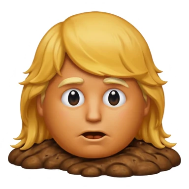 the poop emogi, a pile of poop in trumps image   none of those are what i want  i want the poop emogi with trumps face renbdered in poop, with an orange cast, and his wig on top nope  nope sticker