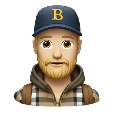 guy with white skin burberry cap and blonde beard sticker