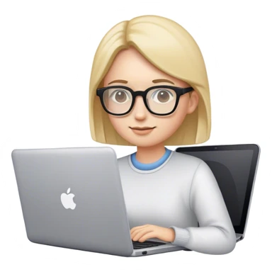 An emoji of a person with a laptop wearing glasses sticker