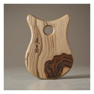 a tree wood gua sha tool, realistic, natural wood grain, smooth edges, elegant shape sticker