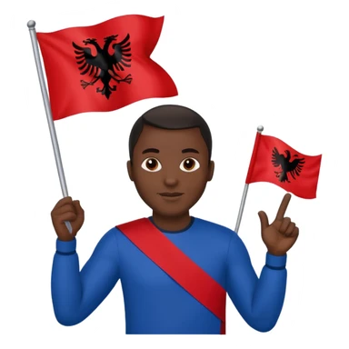 Black man holding albania flag sticker