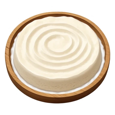 glutinous rice flour soaked in water with water still visibly unmixed on circular wooden plate with curved edges sticker