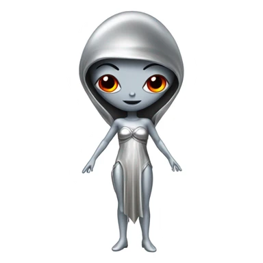 alien red female in silver dress, full figure sticker