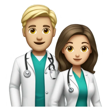 Blonde male doctor and brunette female nurse  sticker