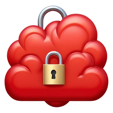 a red glowing cloud with a padlock sticker
