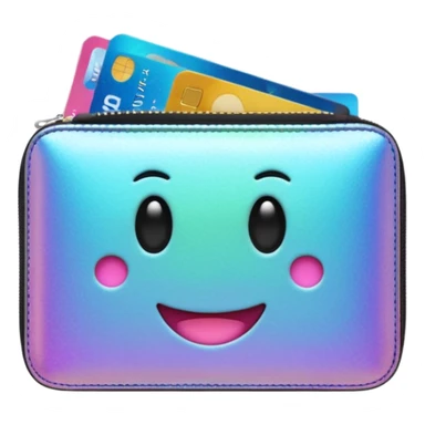 holographic textured wallet, iridescent, emoji style sticker