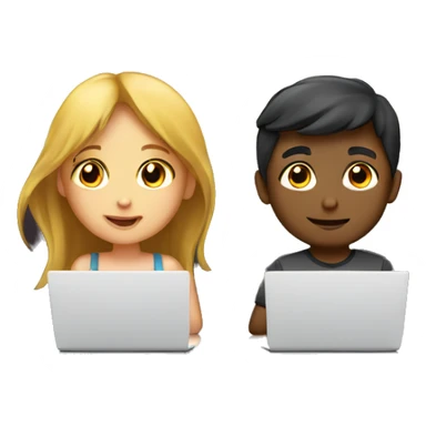 Girl and boy laptop with light above head sticker