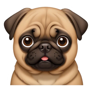 brown pug with black ears  sticker