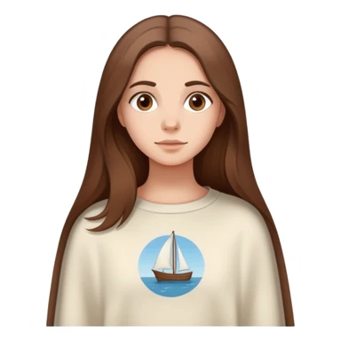 Italian girl with long brown hair wearing crewneck sweater that says cape cod on it sticker