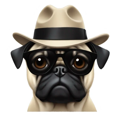 Pug mask from grand theft auto with black fedora and black sunglasses like the god father but still showing the dog ears sticker