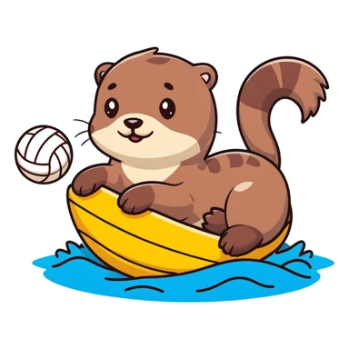 super cute otter relaxing on its back on water with a volleyball balanced on its belly sticker