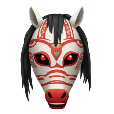 Horse mask with red eyes and tribal style sticker