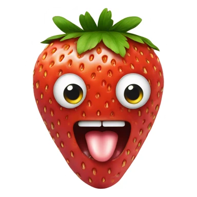 Strawberry with “x” eyes and tongue sticking out sticker