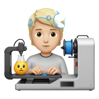 Boy with blonde hair using 3D Printer sticker
