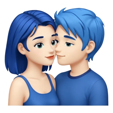 DARK Blue hair girl kissing blue hair boy sticker