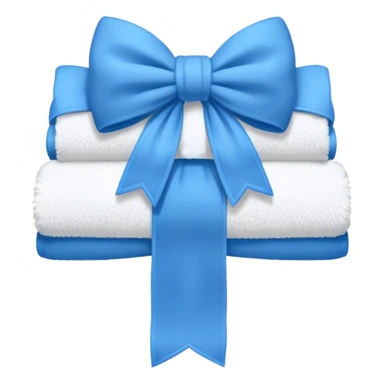 White towels with blues bow sticker