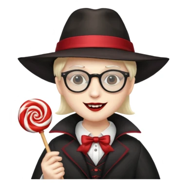 Vampire with lollipop, hat and glasses sticker