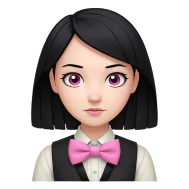 In A Clash Of Clans Aesthetic black hair woman with pink bowtie sticker