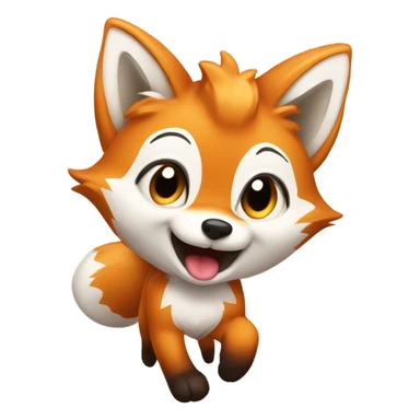 detailled kawaii fox running sticker