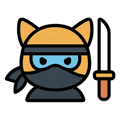 ninja cat color outline icon style sticker