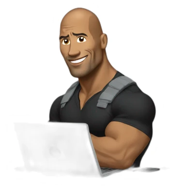 The rock with laptop sticker