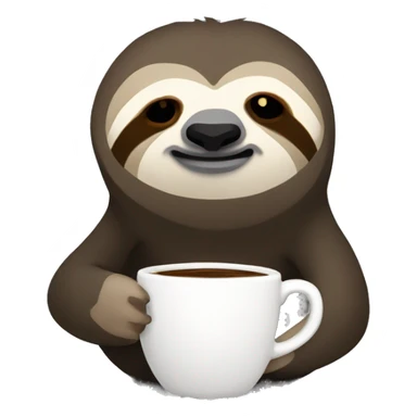 Cute sleepy Sloth in black turtleneck with coffee mug simple ios sticker