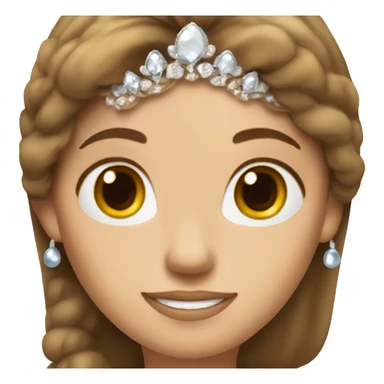 A women white skin brown hair princess on her head a tiara sticker